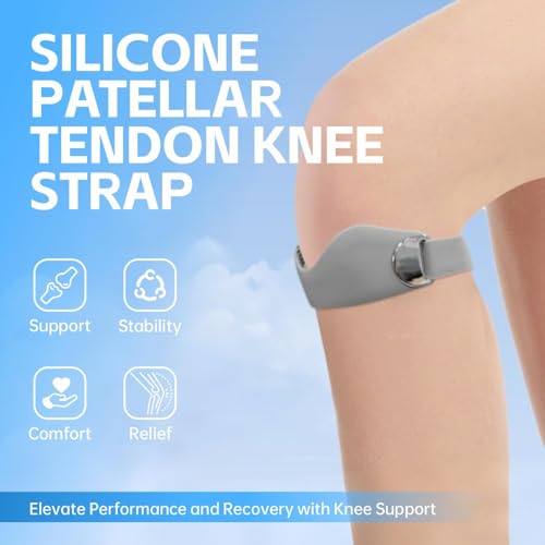 2Pack SiliCone Patella Support Strap - Flex Wrap Knee for Men and Women, Non-Slip Patella Band for Running, Jumping & Pain Relief(Blue) - color: Blue