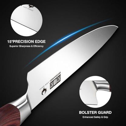 HOSHANHO 5PCS Japanese Kitchen Knife Set, Sharp Chef Knives & Wood Handle | Professional Ultra Sharp High-Carbon Stainless Steel Cooking Knife Set with Ergonomic Wood Handle, Elegant Box for Home Gift - size: 5 Pieces Knife Set