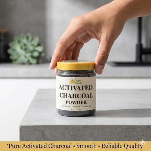 Herbs Botanica Activated Charcoal Powder, Food Grade Natural Detoxifier for Digestive Health, Teeth Whitening, Detoxification & Bug Bite Relief, 8 oz / 227 gm