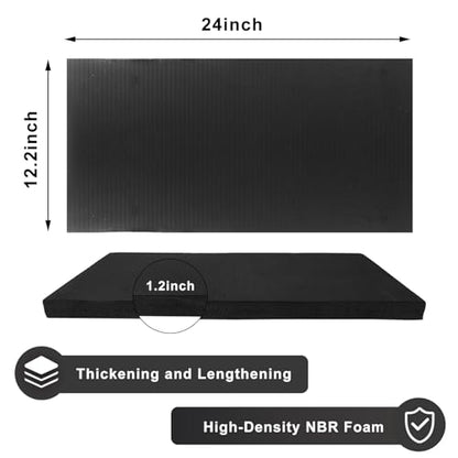 Yoga Knee Pad Cushion Yoga Mat Thick Kneeling Pads Support for Knees, Wrists Elbows, Non-Slip - Earth-Friendly Knee Pads for Yoga, Pilates, Floor Workouts - Knee Cushion, Black Yoga Mat, 24x12.2 Inch
