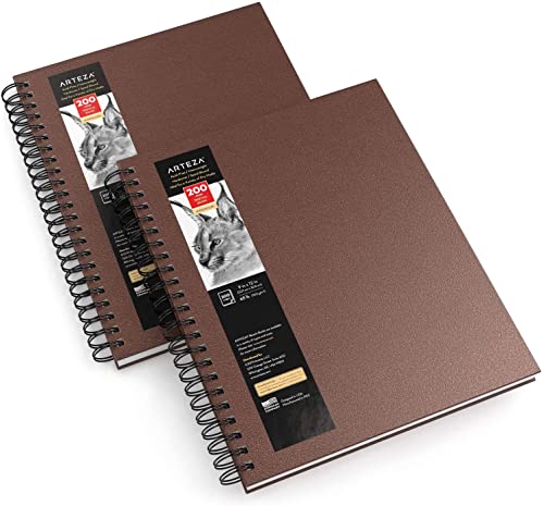ARTEZA Spiral Sketch Book 9x12 Drawing Pad 2 Pack 200 Sheets Sketch Pads for Drawing for Adults & Teens - color: Brown, size: 2 Pack