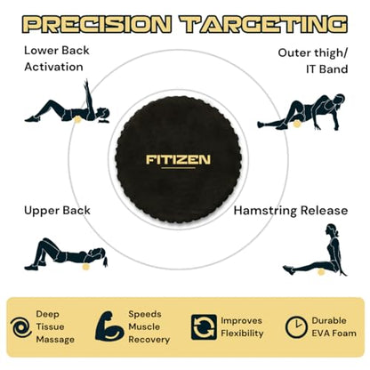 Fitizen Foam Roller – Muscle Massage Rehab Stiff Back Pain Physical Therapy Deep Tissue Firm Exercise Equipment Home Gym Stress Yoga Pilates for The Fit Citizen by FitNation - style: Medium - 18 x 6 inches