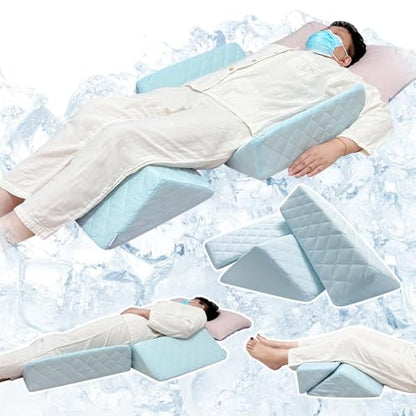 NEPPT Wedge Pillow Body Position Wedges Back Positioning Elevation Pillow Case Pregnancy Bedroom Eevated Body Alignment Ankle Support Pillow Leg Bolster (3-in-1 Cooling) - color: 3-in-1 Cooling