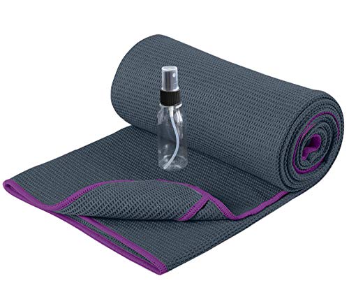 Heathyoga Hot Yoga Towel Non Slip, Microfiber Non Slip Yoga Mat Towel, Exclusive Corner Pockets Design, Dual-Grip, Sweat Absorbent, Perfect for Hot Yoga, Bikram, Pilates and Yoga Mats - color: Charcoal
