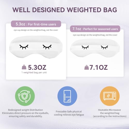 Lyocell Weighted Sleep Eye Mask for Women Men, 5.3oz & 7oz, Cooling, Removable Washable Weighted Bag, Light Blocking Eye Cover, Soft Eye Shade for Travel Essentials, Office Naps, Gift,Purple - color: Purple