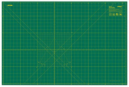 OLFA 24x36" Self-Healing Rotary Cutting Mat (RM-MG) - Double-Sided, Green | Self-healing, triple-layer, double-sided grid, rotary cutter safe - Large quilting projects - Quilters and Crafters