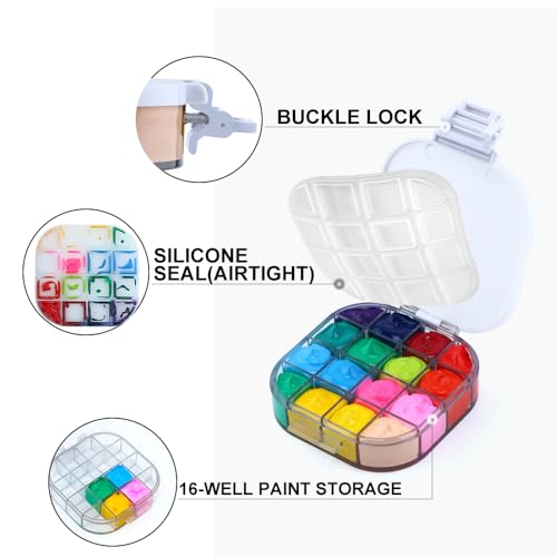Transon Paint Saver Storage Palette Box 16well Portable Airtight Moisturizing White - color: White