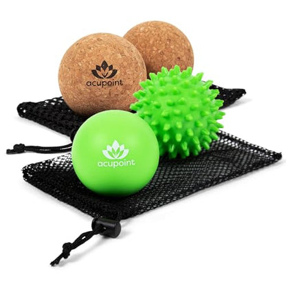 Acupoint Physical Massage Therapy Lacrosse Ball Set (Spiky Ball) Physical Massage Therapy Lacrosse Ball Set (Cork)