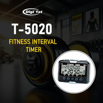 T-5020 Fitness Interval Timer, Multi-Functional Training Timer with Pacer Black