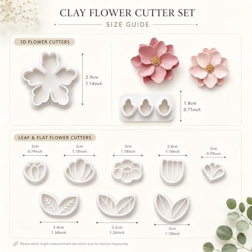 10 Pcs Flower Polymer Clay Cutters for Earrings Making | Floral Clay Cutter Set with Tulip & Multi-Size Flower Shapes, Spring Clay Cutters for Polymer Clay Jewelry - color: Flower