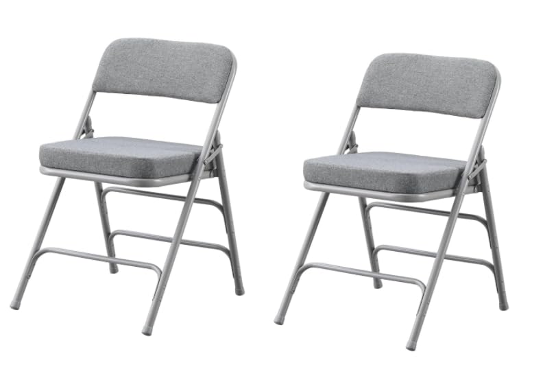 Padded Folding Chairs with Thick Cushion, 2 Pack Grey - color: Grey 2 Pack