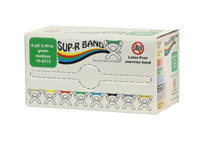 CanDo 10-6313 Sup-R Latex Free Exercise Band, 6 yd Roll, Green-Medium - color: Green: Medium, size: 6 yd