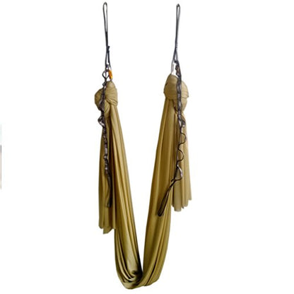 Aerial Yoga Hammock 5.5 Yards Yoga Swing Pilates Silk Home Gym Fitness Include hardware,Daisy Chain, Pose Guide - color: Gold