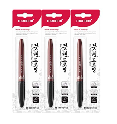 3pcs Monami Calligraphy Brush Pen, Training Drawing Tip, Kanji Tip Pen