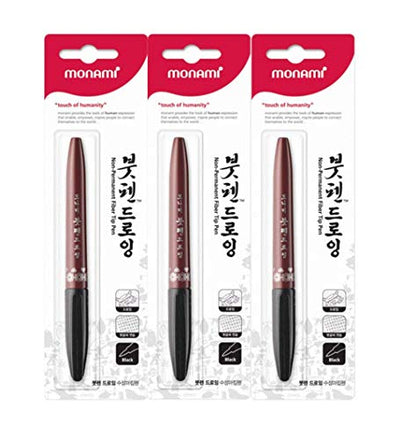 3pcs Monami Calligraphy Brush Pen, Training Drawing Tip, Kanji Tip Pen