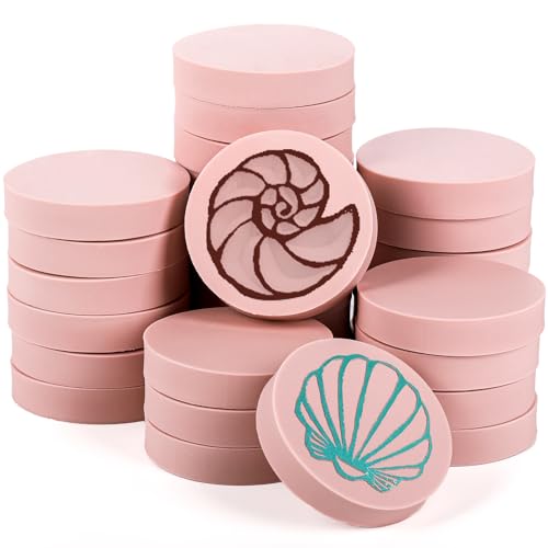 Tosnail 30 Pack 2" Round Rubber Stamp Carving Blocks, Soft Rubber for Craft Project, Great for Beginners and Professional - Pink