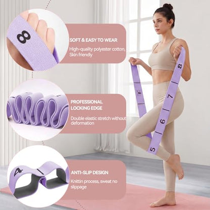 10 Loops Resistance Bands for Working Out, PT, Stretch Out Strap - color: Purple