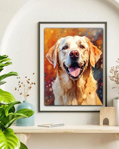 TOCARE Labrador Paint by Numbers Kit for Adults, Dog Adult Paint by Number Canvas, Acrylic Adults' Paint-by-Number Kits for Dog Lovers 16x20inch (Without Framed) - color: TC-OPC-143