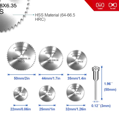 Cutting Wheel Set Compatible with Rotary Tool with 1/8" Shank, 545 Diamond Cut-Off Wheel 20 pcs, HSS Saw Blade 6pcs, Fiberglass Cutting Wheel 10pcs, Resin Cutting Discs 10pcs,1 Screwdriver,1 Collet