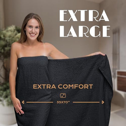 White Classic Luxury Soft Bath Sheets Set - 650 GSM Cotton Luxury Bath Towels Extra Large 35x70 | Highly Absorbent and Quick Dry | Hotel Quality Extra Large Towels Oversized, Black, 4 Pack - color: Black, size: Bath Sheets, 4 Pack