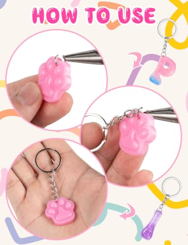 Alphabet Keychain Mold with Hole with 36 Pcs Key Ring Accessory | Reversed Letter Keychain Silicone Molds, Letter Molds for Epoxy Resin Casting Craft DIY Pendants Ornaments Gift - color: Alphabet white