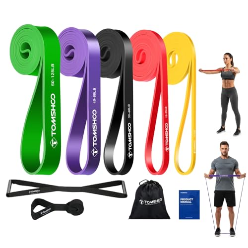 TOMSHOO 5Pcs Resistance Bands Set with Handles Door Anchor for Men Women
