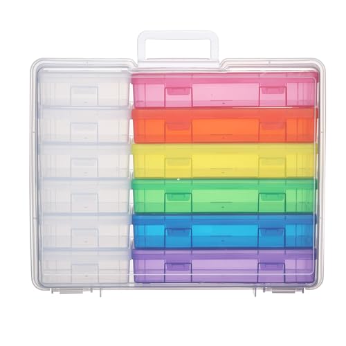 Plastic Storage Box Arts Plastic Container (6Medium Color+ 6Small Clear) | Multifunctional Design,Stackable,Clear,Versatile Organization,Space-Saving,Durable,Dust Protection - color: 6 Medium Color+ 6 Small Clear