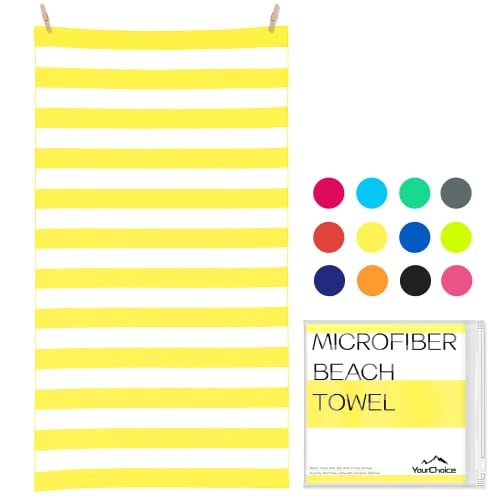 Your Choice Microfiber Beach Towel Sand-Free Quick Dry (67"x35"/60"x30") - color: N-yellow Stripes, size: Large(60x30")