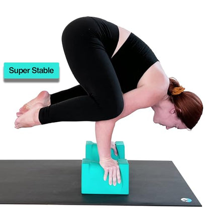 WRIST BLOCK™ The Ultimate Evolution in Premium Quality Yoga Blocks (Set of 2, Teal) - Designed to Eliminate Wrist Strain During Yoga, Pilates, Pushups and Other Exercises - Wrist Support - Meditation