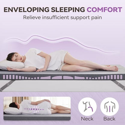 BDEUS 3.8 inch Firm to Extra Firm Memory Foam Mattress Topper Twin Size for Big Guys, Supportive Mattress Pad for Back Pain Relief, Firm Foam Bed Topper with Senior Grey Cover, 39 × 75 Inch - size: Twin, style: 3.8 inch