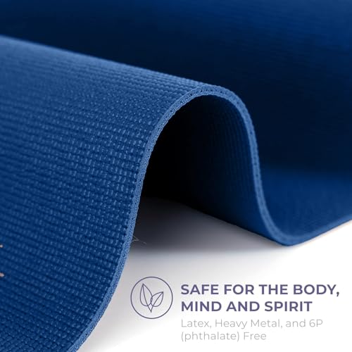 Ascend 6mm Thick Yoga Mat, 72x24in - color: Dark Blue - Solid