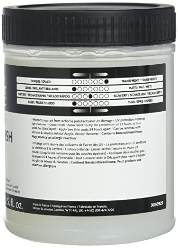 Winsor & Newton Professional Acrylic Medium, Gloss UV Varnish, 450ml | Applies a removable glossy protective coating that helps shield finished acrylic paintings from UV exposure and dirt. - color: Gloss Uv Varnish, style: 450ml (15.2-oz)