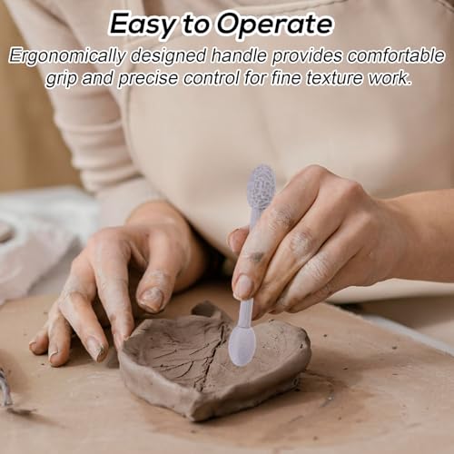 5pcs Clay Texture Roller Set, Oval Doubled-Headed Modeling Clay Stick with Various Patterns and Removable Roller for Pottery & DIY Crafts(Grey)