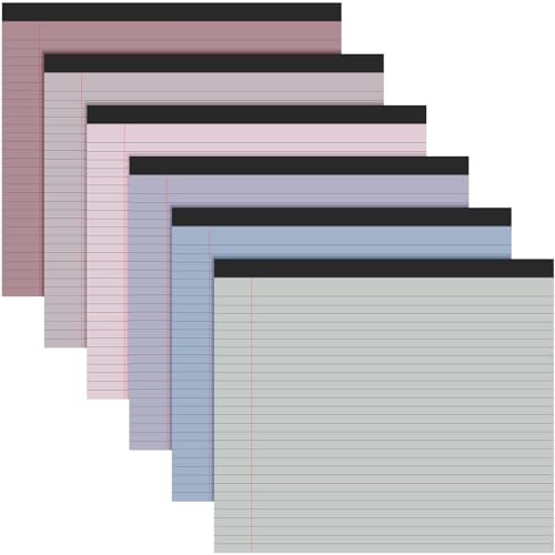 Lincia 6 Pcs Legal Pads Landscape Notebook, Classic Color | 11" x 9.5" College Ruled Notepad,Horizontal Lined Notebook, 40 Sheet, 80 Gsm, Assorted Colors Paper, Pastel Writing Pad - color: Classic Color