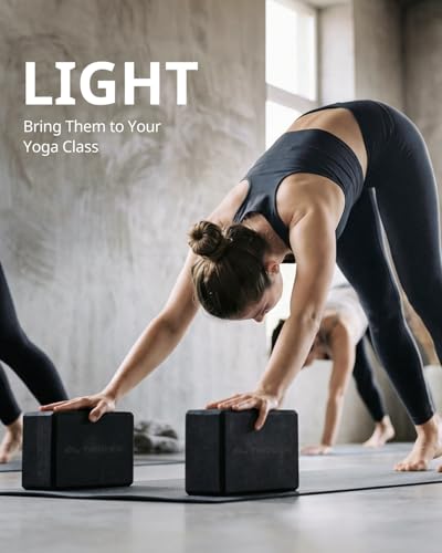 Trideer Yoga Blocks 2 Pack, Soft Non-Slip Foam Blocks with Beveled Edges for Alignment and Stretching in Yoga, Pilates, and Dance - Supportive, Lightweight, Odor Resistant, Latex-Free - color: Black