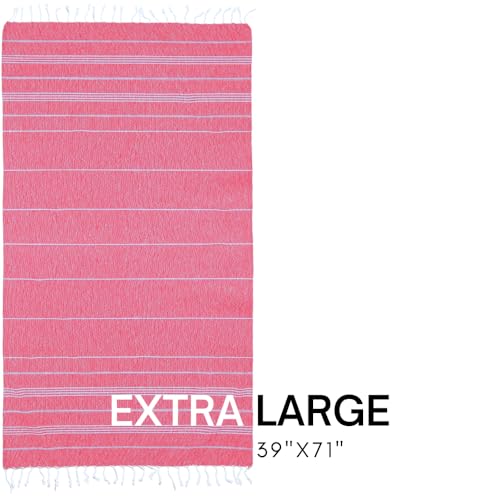 BAY LAUREL Turkish Beach Towel with Travel Bag 39 x 71 Quick Dry Sand Free Lightweight Large Oversized Towels Light - color: Light Pink With Pink Floral