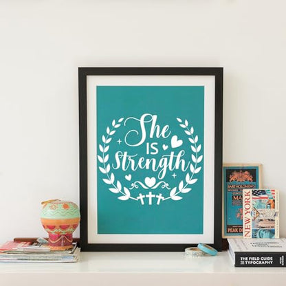 JSRQT 16 Pieces Christian Inspirational Stencils, Bible Verse Motivational Quotes Word Stencils Set, Plastic Reusable Template for Painting DIY Wood Wall Canvas Sign for Home Decoration, 20×20 CM - size: 20*20CM