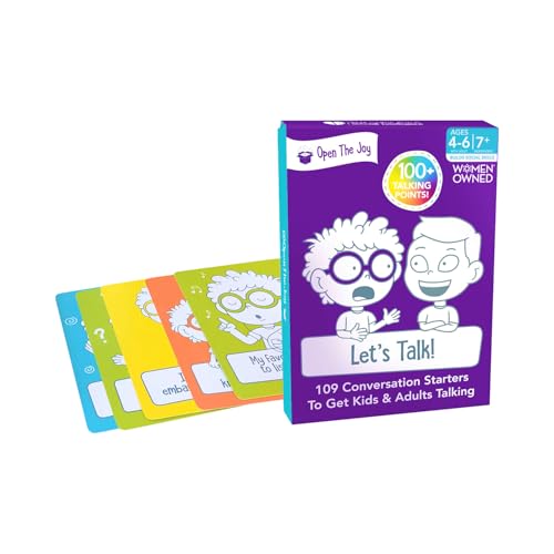 Open The Joy Let's Talk Conversation Starter Cards for Kids | 100+ Prompts & Questions to Build Emotional Intelligence, Communication, and Social Skills | Fun Family & Classroom Game | Ages 4+