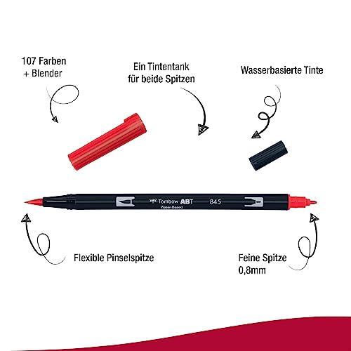 Tombow Dual Brush Pen, ABT, No. 845 (AB-T845) - color: 845 Carmine