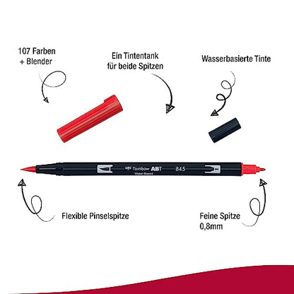 Tombow Dual Brush Pen, ABT, No. 845 (AB-T845) - color: 845 Carmine