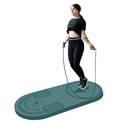 8/20/30mm Jump Rope Mat Fitness Exercise Mat Durable, Non-Slip, Workout Mats with Jump Rope & Carrying Bag for Home Gym Flooring (55"x 24") - color: Green-30mm