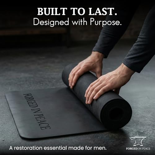 Men’s Yoga Mat – Premium Non-Slip Surface, High-Grade Strength & Durability, Extra Grip & Cushion, Black
