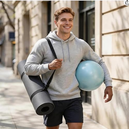 Grip Yoga Mat 5mm Non-Slip PU Natural Rubber Surface, Premium Fitness Mat for Hot Yoga, Pilates, for Women and Men - color: Grey