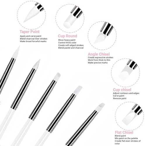 5Pcs Silicone Sculpting Tools for Polymer Clay, Nail Art & Craft DIY | Silicone Shaping Brushes for Clay Modeling, Ceramic, Fondant, Nail Art Design, Detailing and DIY Projects - color: White
