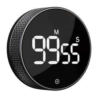 BlueSnail Kitchen Timer with LED Digital Display Smart Efficana for Home Classroom Gym Office, Volume and Brightness Adjustable Productivity Timer (All Black) - color: All Black