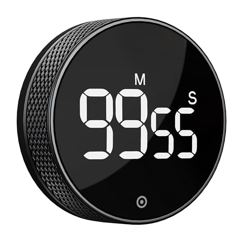 BlueSnail Kitchen Timer with LED Digital Display Smart Efficana for Home Classroom Gym Office, Volume and Brightness Adjustable Productivity Timer (All Black) - color: All Black