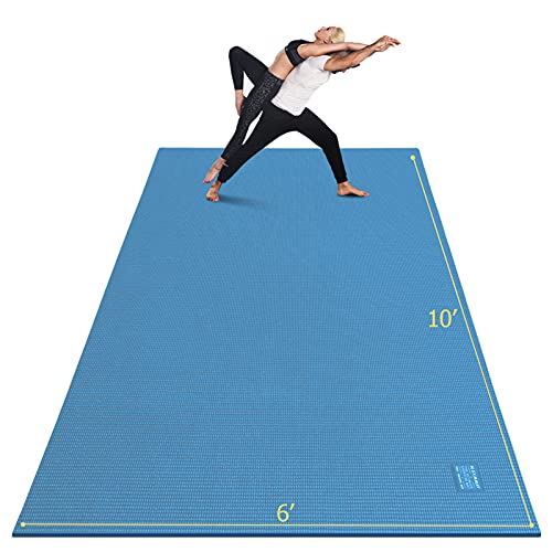 GXMMAT Large Yoga Mat 12'x6'/10'x6'/6'x8'(7mm) | Extra Thick Workout Mats for Home Gym &Garage Flooring,Comfortable Barefoot Non-Slip Wide Exercise Mat for Pilates,Stretching - color: Blue Sky, size: 6*10 FT