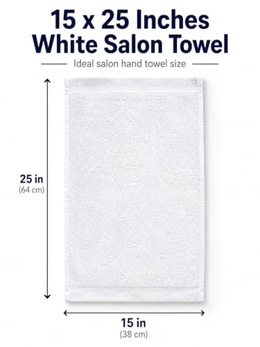 BIOLINEN Salon Towels 24 Pack White 15x25, 100% Cotton Hand Towels for Bathroom, Bleach Resistant Barber Esthetician Spa Gym Towels, Super Absorbent - color: White