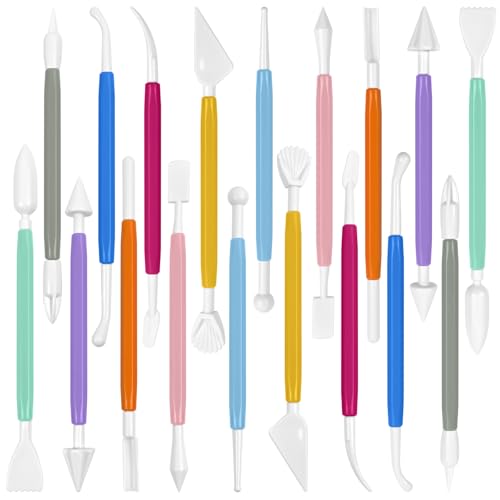 18PCS Double Ended Clay Sculpting Tools Set for Air Dry Polymer Clay Craft | Plastic pottery modeling molding tools, perfect for DIY handmade art creation and daily clay carving making projects