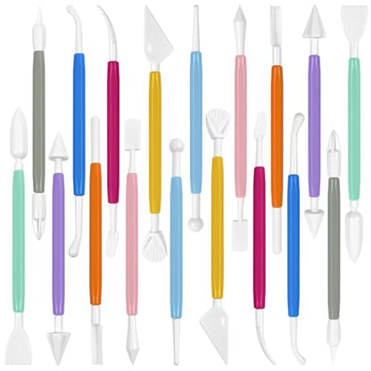 18PCS Double Ended Clay Sculpting Tools Set for Air Dry Polymer Clay Craft | Plastic pottery modeling molding tools, perfect for DIY handmade art creation and daily clay carving making projects